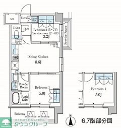 PARKAXIS蒲田 1SLDKの間取図画像