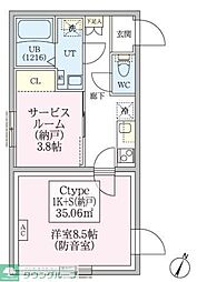 防音マンション スカイラシクラス田園調布本町 1SKの間取図画像