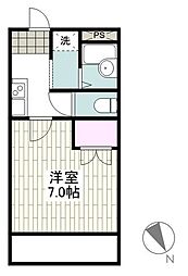 ドミール上池台 1Kの間取図画像