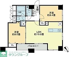 クロスレジデンス蒲田 2LDKの間取図画像