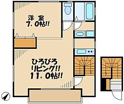 エムズガーデンD棟 1LDKの間取図画像