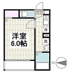 フェリーチェ梅屋敷1 1Kの間取図画像