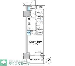 MFPRコート武蔵小山 1Kの間取図画像