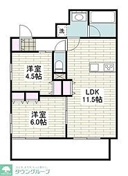 大田区多摩川2丁目マンション 2LDKの間取図画像