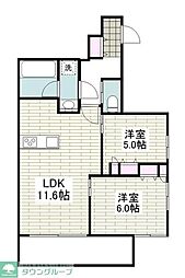 仮称)多摩川2丁目メゾン 2LDKの間取図画像