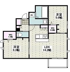 レガーロ・ノンノ2K-WHE 2LDKの間取図画像