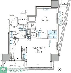 パークアクシス五反田スカイタワー 1LDKの間取図画像