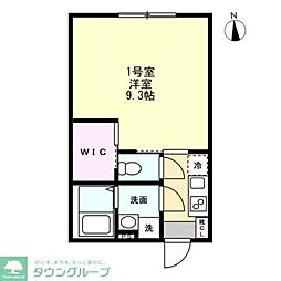 キバナガーデン 1Kの間取図画像