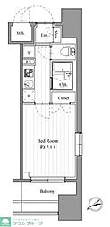 スペーシア梅屋敷 1Kの間取図画像