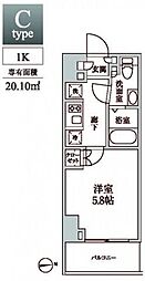 レジディア中延2 1Kの間取図画像