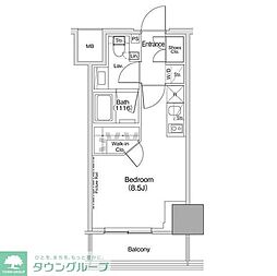 ザ・パークハビオ荏原中延駅前 ワンルームの間取図画像