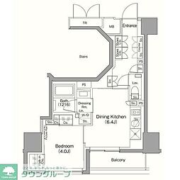 ザ・パークハビオ目黒桜邸 1DKの間取図画像