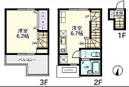 東急目黒線 武蔵小山駅 徒歩15分の賃貸アパート 3階1LDKの間取り