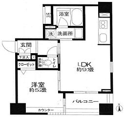 JR山手線 田町駅 徒歩4分の賃貸マンション 11階1LDKの間取り