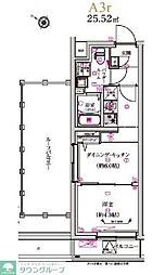 東急目黒線 武蔵小山駅 徒歩11分の賃貸マンション 3階1DKの間取り