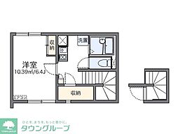 東急大井町線 大井町駅 徒歩8分の賃貸アパート 2階1Kの間取り