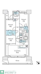 都営大江戸線 勝どき駅 徒歩19分の賃貸マンション 8階3LDKの間取り