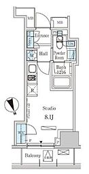 パークアクシス虎ノ門 ワンルームの間取図画像