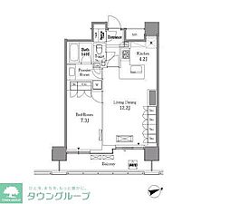 レジディアタワー目黒不動前 1LDKの間取図画像