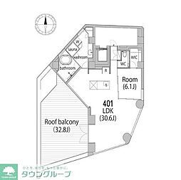 The Room 等々力 WEST 1LDKの間取図画像