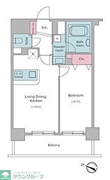 レジディア神田東 1LDKの間取図画像