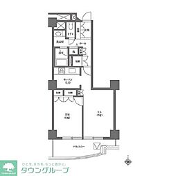 文京グリーンコートビュータワー本駒込B棟 1LDKの間取図画像