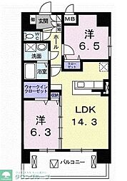 プリムヴェール金町 2LDKの間取図画像