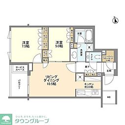 ザ・パークハウス広尾羽澤 2LDKの間取図画像