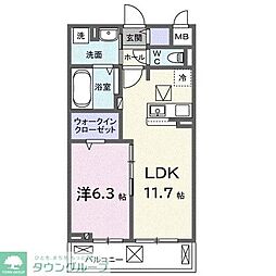 ブランノワレ 1LDKの間取図画像