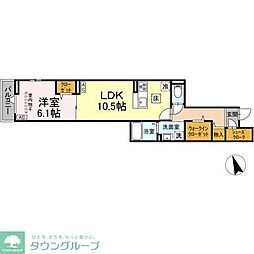 クラナーデ東伊興 1LDKの間取図画像