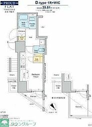 プラウドフラット文京千駄木 ワンルームの間取図画像