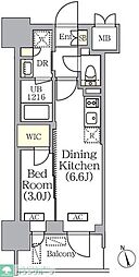 PRIMEGARDEN銀座八丁堀 1DKの間取図画像