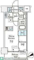 ベルファース八丁堀West 1DKの間取図画像