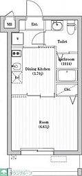 アーバンパーク六町 1DKの間取図画像