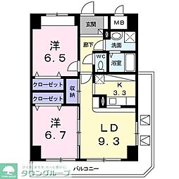 ティアラ 2LDKの間取図画像