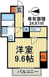 レオーネ綾瀬 1Kの間取図画像