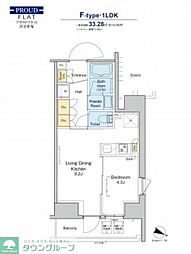 PROUDFLAT渋谷笹塚 1LDKの間取図画像