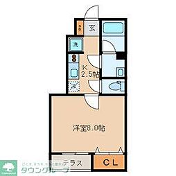 ウィッシュハイツ2 1Kの間取図画像