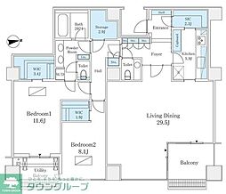 パークマンション千鳥ヶ淵 2LDKの間取図画像