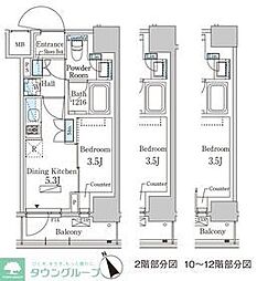 パークアクシス日本橋茅場町ステーションゲート 1DKの間取図画像