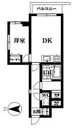 トーユーハイツ菊川 1DKの間取図画像