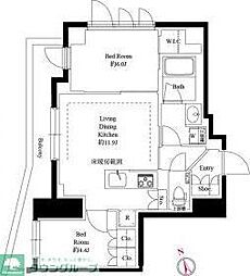 343レジデンス後楽園 2LDKの間取図画像
