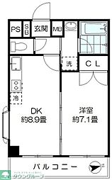 レジデンス上野 1DKの間取図画像