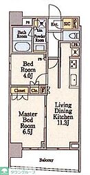 クレストコート日本橋浜町 2LDKの間取図画像