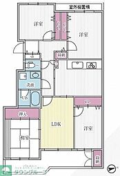 東急東横線 反町駅 徒歩13分の賃貸マンション 4階4LDKの間取り