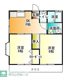マルベリーハイツ・2 2DKの間取図画像