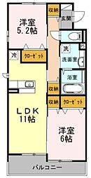 トロアモリール 2LDKの間取図画像