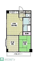 グリーンヒル・カトウ 2LDKの間取図画像