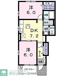 ヴィラージュ 2DKの間取図画像