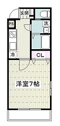レミオマキガハラ 1Kの間取図画像